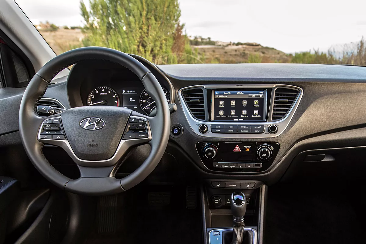 A picture of the interior of the US-spec Accent