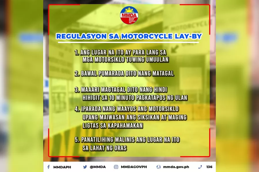 A picture of the MMDA post for motorcycle emergency lay-bys