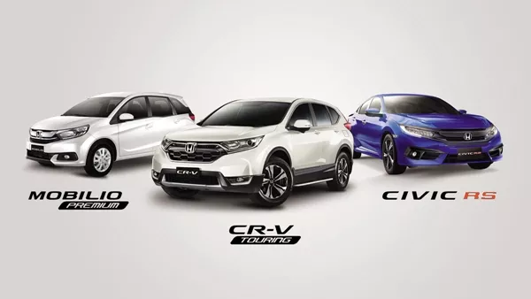 Honda Mobilio 1.5 Premium CVT, Honda CR-V Touring Diesel 9AT, Honda Civic RS Turbo CVT in Brilliant Sporty Blue