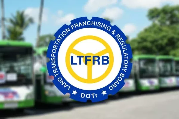 A picture of the LTFRB logo with modernized jeeps in the background