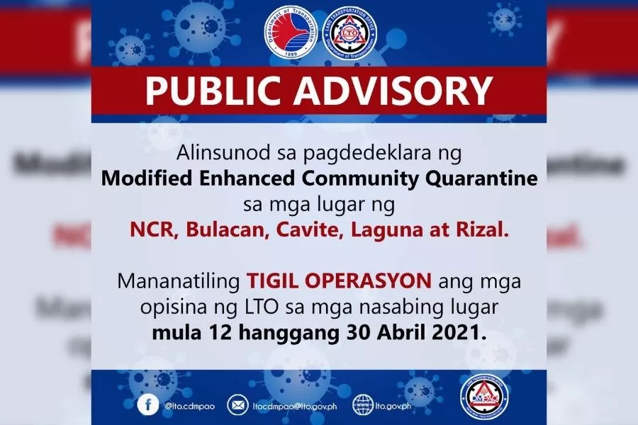 LTO public advisory MECQ