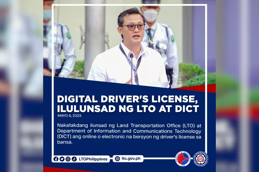 A picture of Tugade announcing digital driver's license FB post.