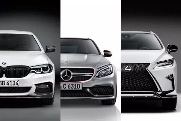 Lexus, BMW and Mercedes-Benz cars