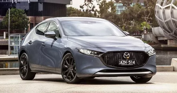 A side profile shot of the 2019 Mazda 3