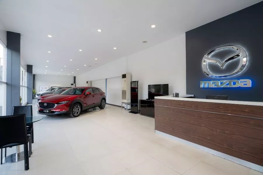 A picture of the interior of the new Mazda Greenhills location