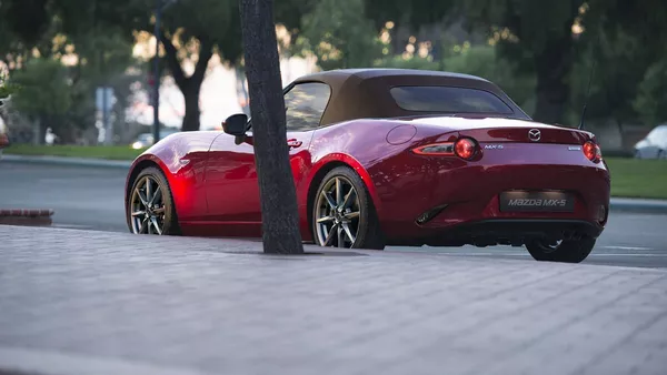 The angular rear of the Euro-spec Mazda MX-5 2019
