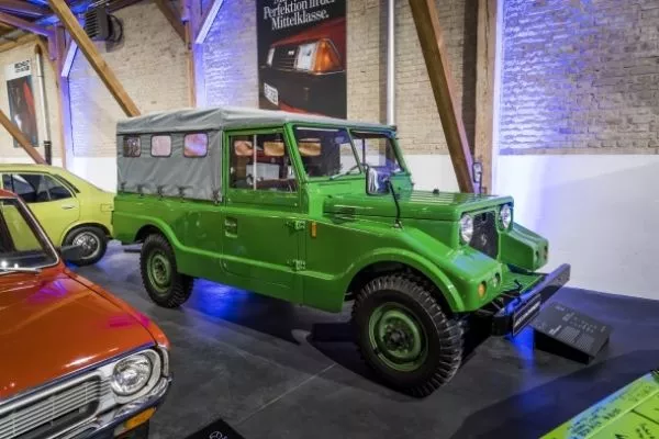 A green Pathfinder in a museum