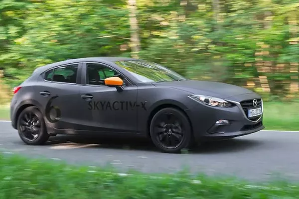 A picture of a Mazda 3 equipped with the Skyactiv X engine