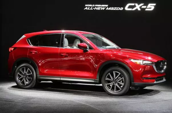 Angular side of a red Mazda CX-5 2017