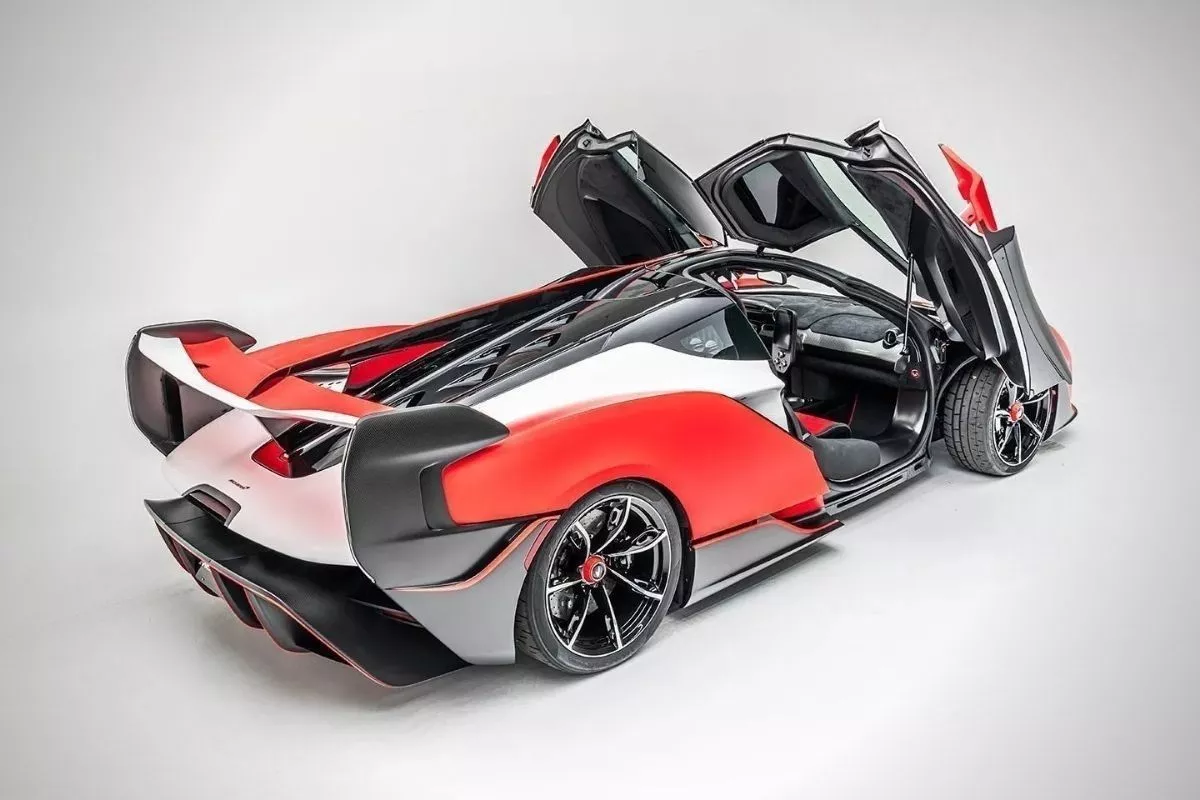 A picture of the McLaren Sabre's rear with the doors open