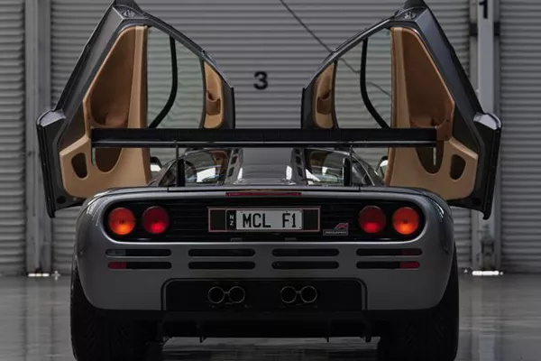 A picture of the road legal McLaren F1 LM-Spec with its doors opened