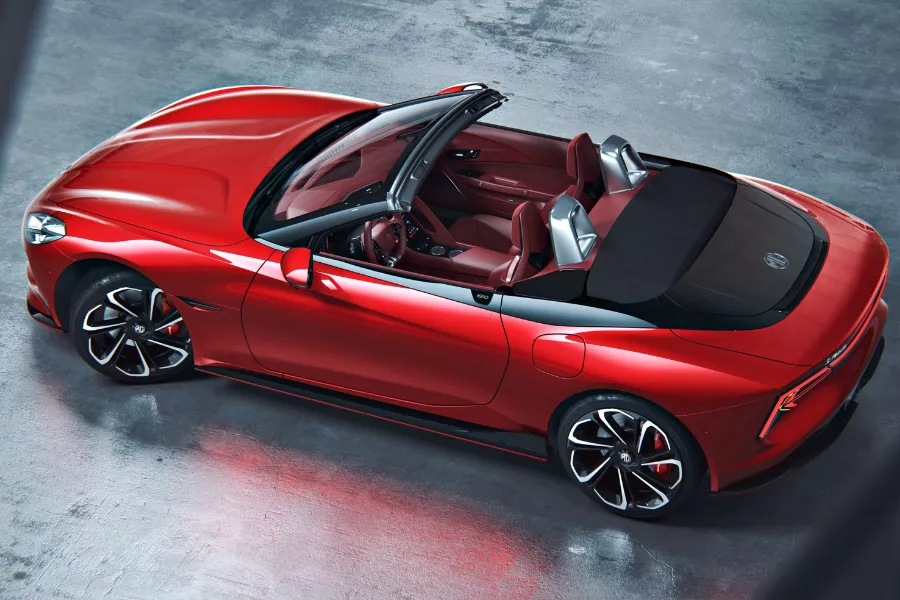 A top-down view of the MG Cyberster