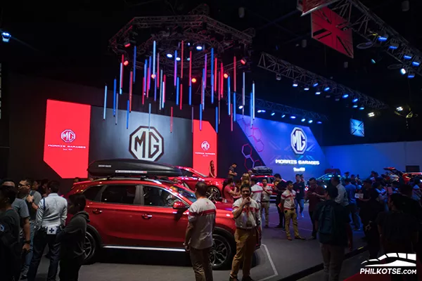 The MG Pavillion at the 2019 Manila International Auto Show A wide shot of the MG Pavillion at the 2019 MIAS highlighting their red, blue, black and white color theme