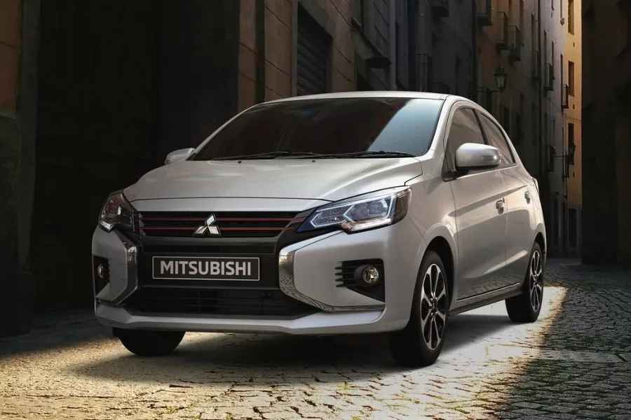 A picture of the facelifted Mitsubishi Mirage hatchback