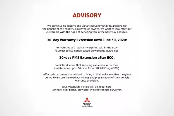 The official statement from Mitsubishi Motors Philippines