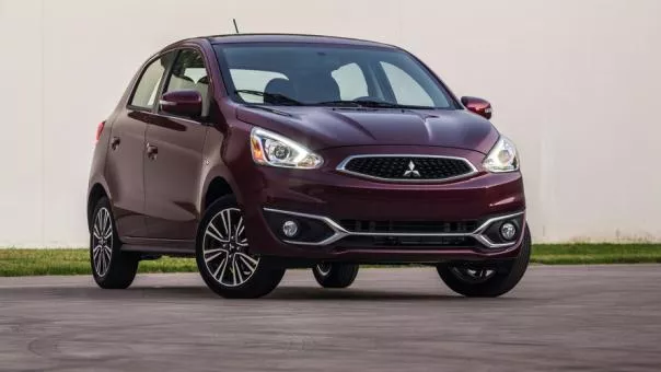 Angular front of a Mitsubishi Mirage 2018