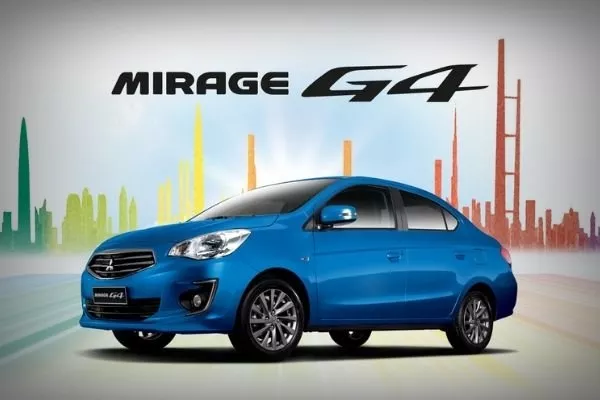 A picture of the Mitsubishi Mirage G4 sedan in blue