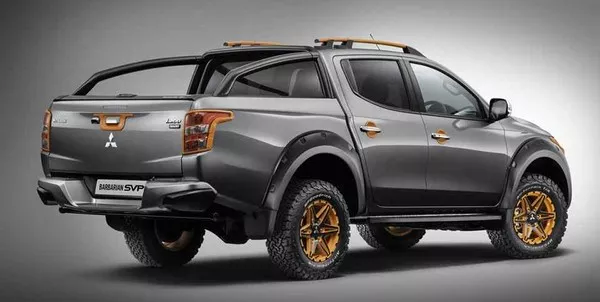 The rear view of the Mitsubishi Triton Barbarian edition