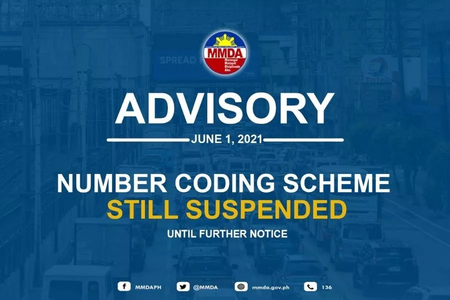 A picture of the MMDA announcement stating that the UVVRP is suspended from June 2021 until further notice