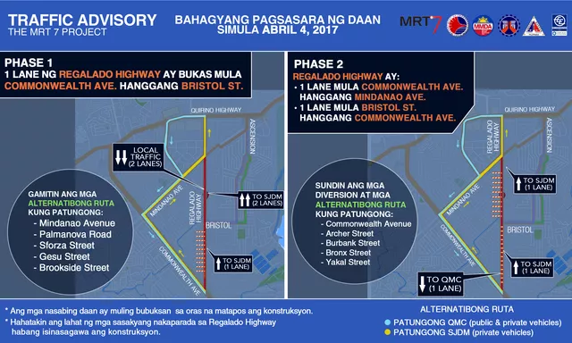 Traffic advisory of The MRT 7 Project