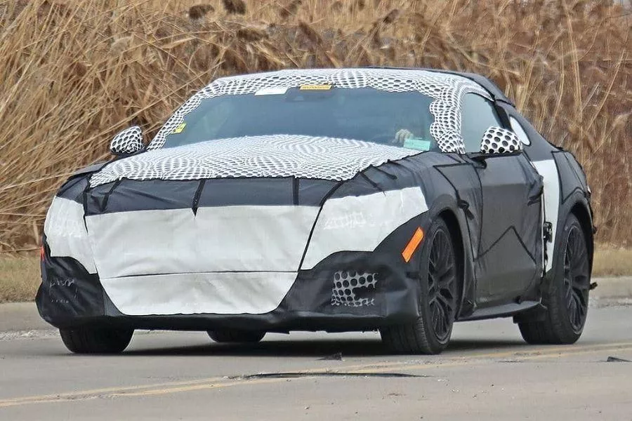 A picture of the 2023 Ford Mustang test mule.