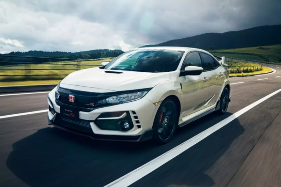 A picture of the Honda Civic Type R on the road