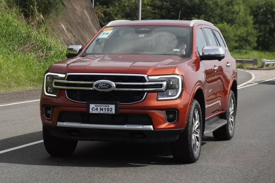 A picture of the 2023 Ford Everest on the road.