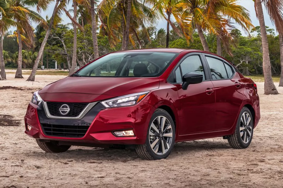 A picture of the 2021 Nissan Versa/Almera at the beach