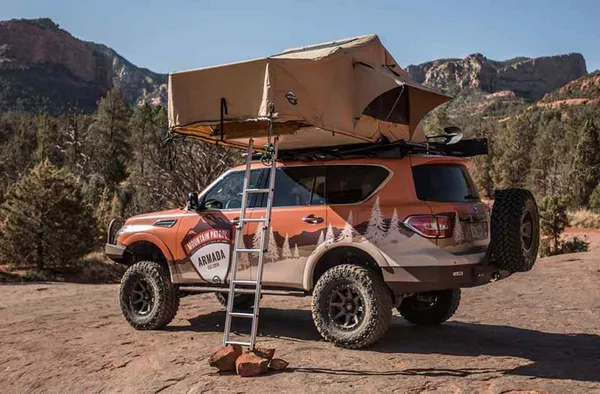 To excite camping fans, the vehicle provides a pop-up tent enough to be occupied with 4 people side of the Nissan Armada Mountain Patrol