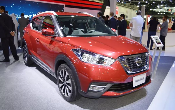 angular front of the Nissan Kicks at 2017 Dubai Motor Show