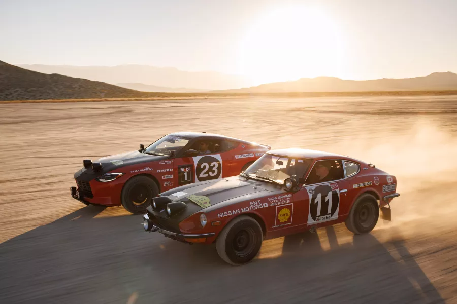Datsun 240Z rally car and Nissan Safari Rally Z Tribute