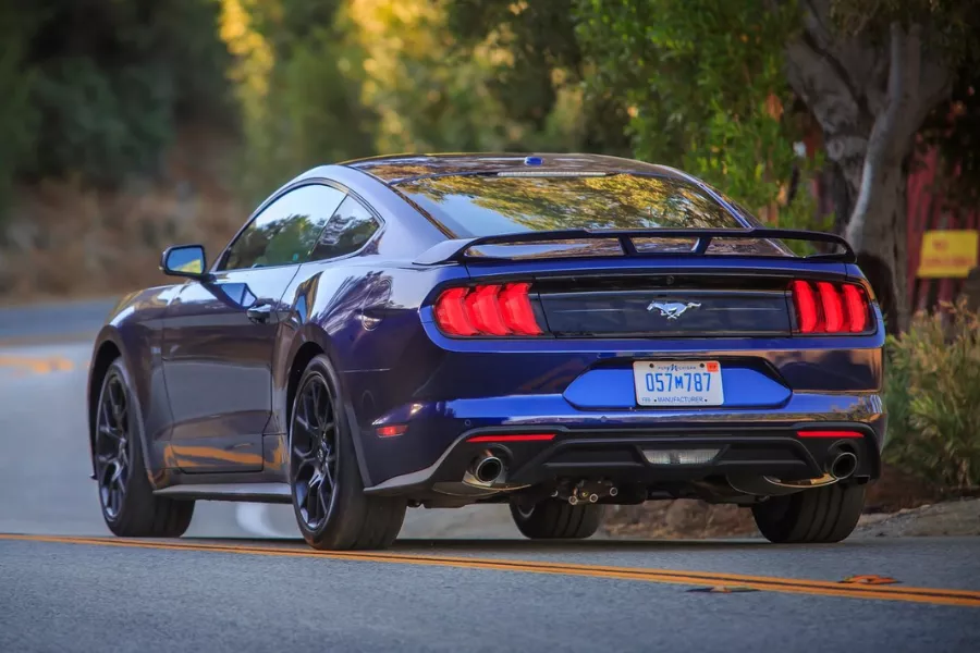 The outgoing Mustang from the rear
