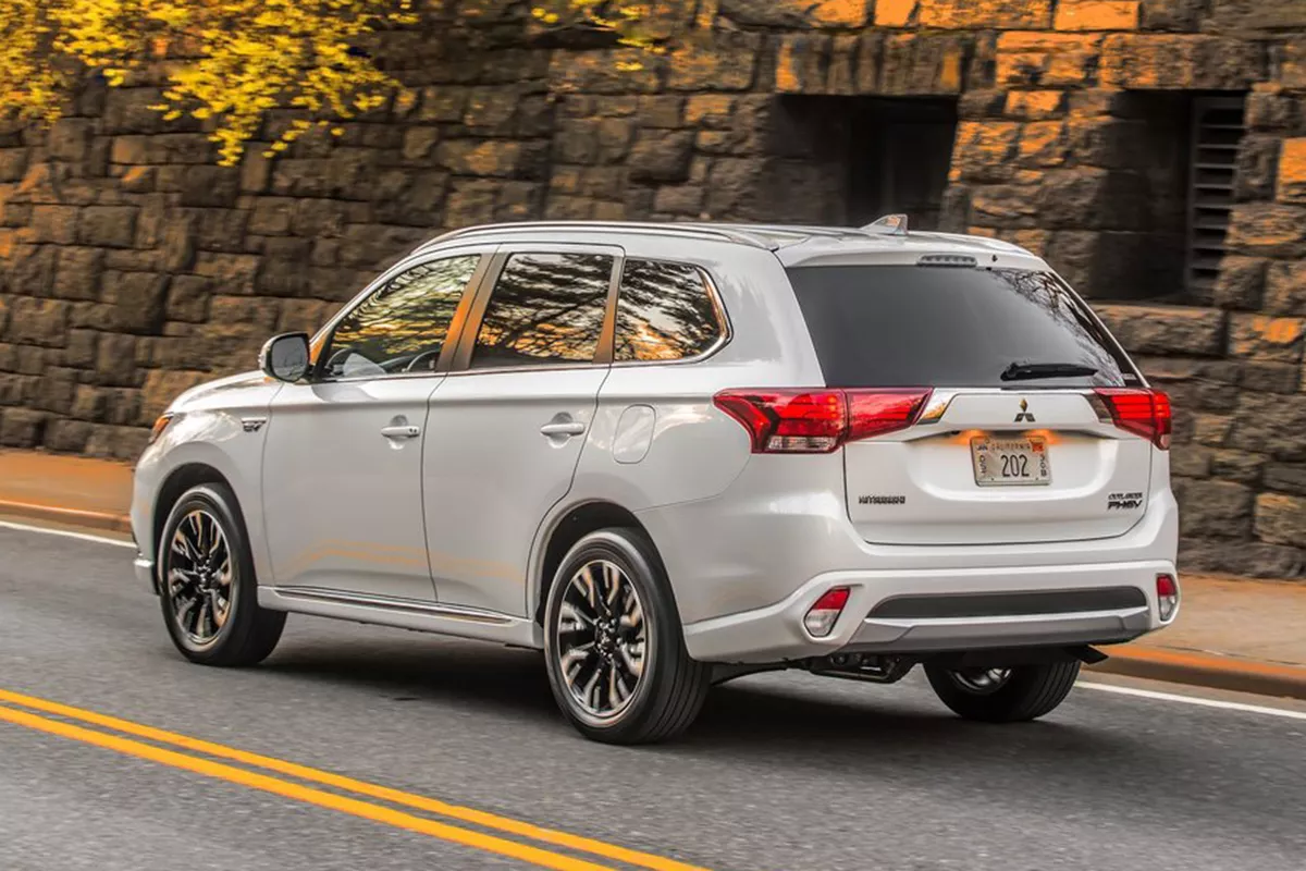 Does the Outlander PHEV tick all your boxes for a family vehicle? A picture of the rear of the Outlander PHEV