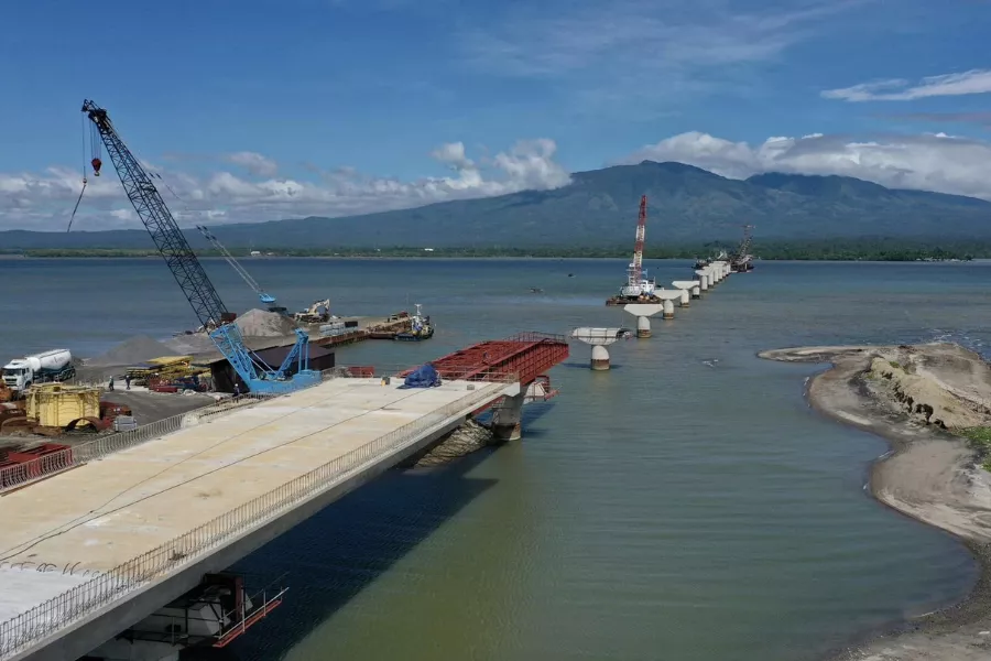 A picture of the Panguil Bay Bridge at 63 percent completion