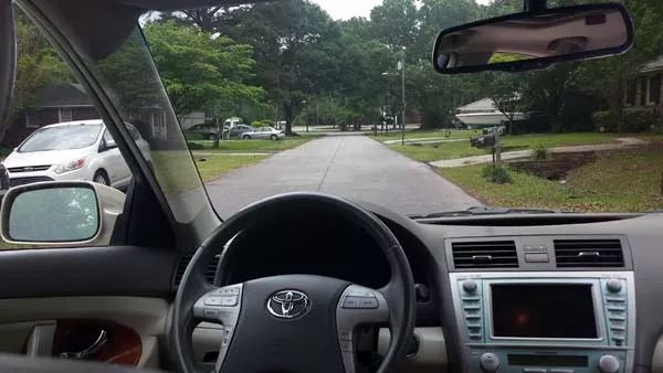 Transparent pillars of a Toyota car