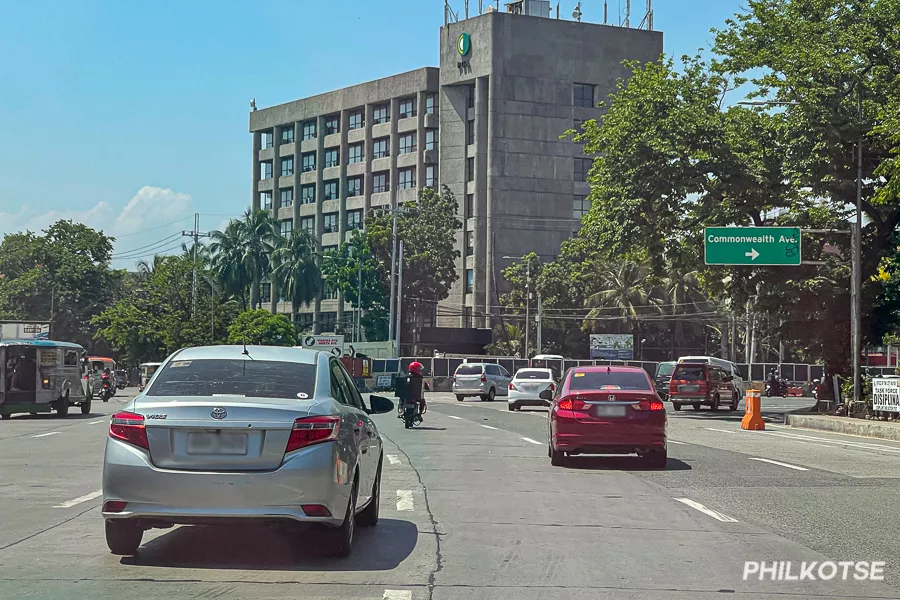 A picture of cars on QC circle