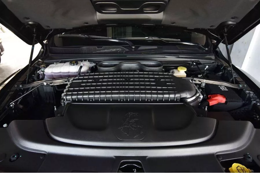 A picture of the 2022 RAM 1500 TRX's V8 engine.