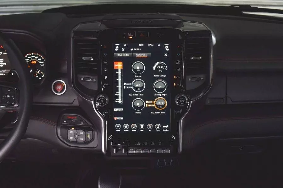 A picture of the TRX's touchscreen headunit