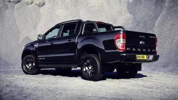 Black Edition Ford Ranger angular rear view