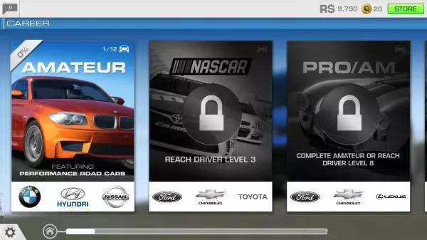 To get models of well-known brands, you may need to spend lots of time fulfilling all missions Missions in Real Racing 3