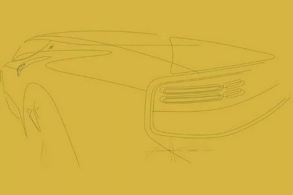 A sketch of its rear end hints at retro styling cues A picture of a drawing of the rear end of the new Z car.