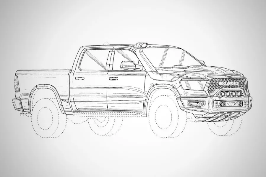 A picture of the design sketch for the RAM 1500 Rebel OTG production version.