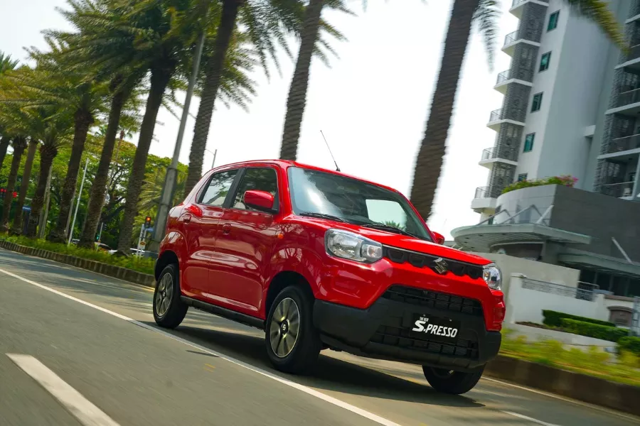 A picture of the Suzuki S-Presso on the road.