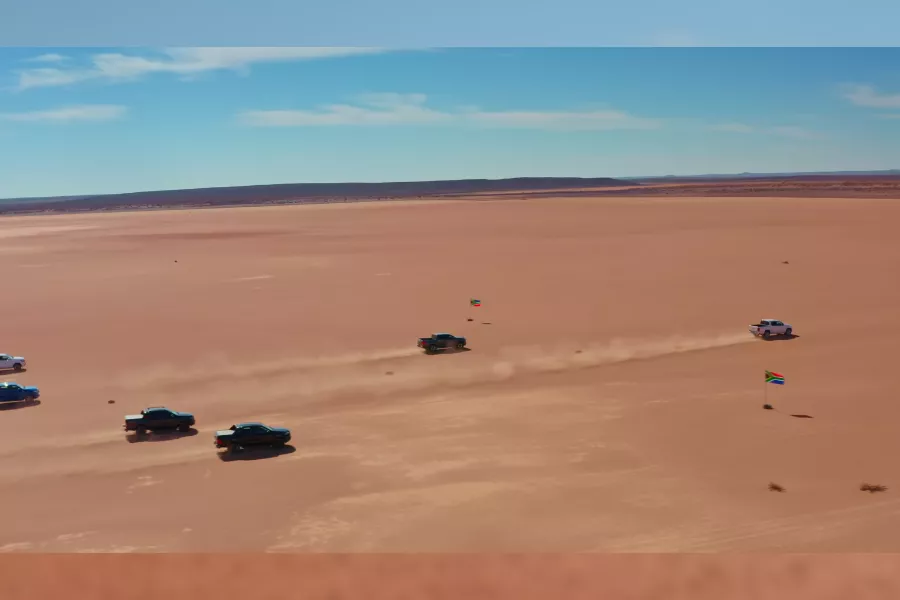 A top-down picture of the Cars.co.za six-way pickup truck drag race