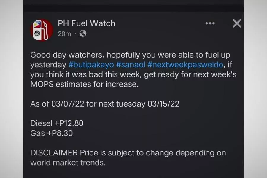 PH Fuel Watch post