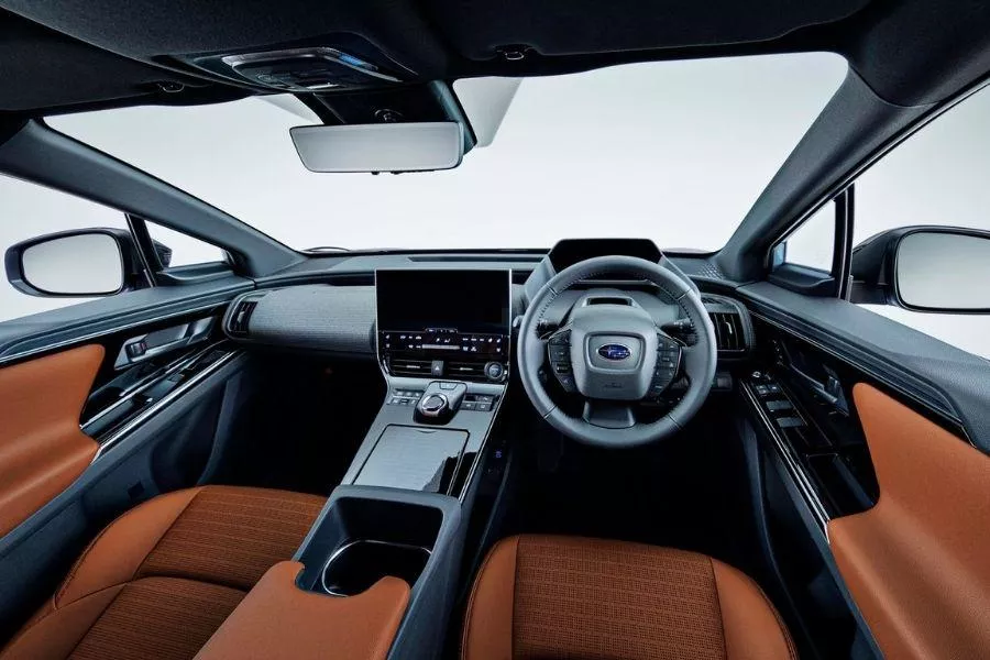 Do you think the Solterra's interior is pleasing to the eye? A picture of the interior of the Subaru Solterra