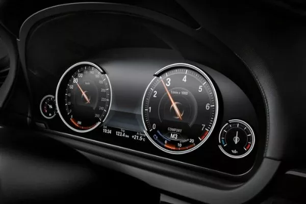 A picture of a car's gauges