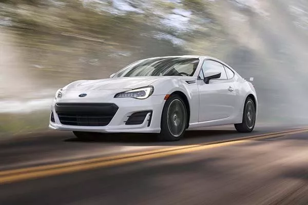 The Subaru BRZ on the road.