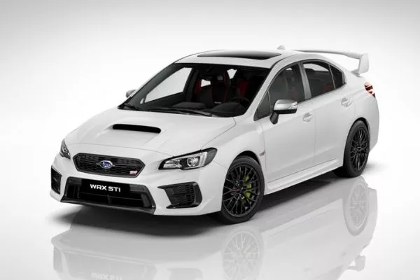 A white Subaru WRX STI