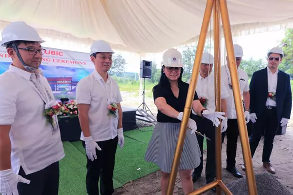 Subic officials and Isuzu executives performing the ground breaking ceremony